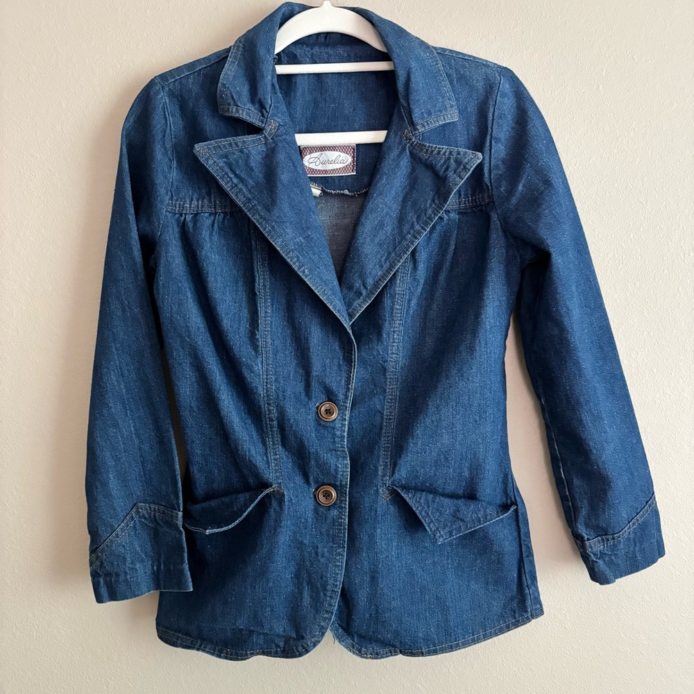 vintage y2k denim blazer with western stitching